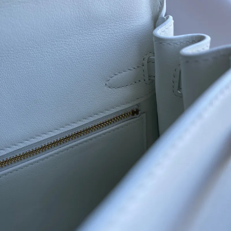 KELLY 25 SWIFT LEATHER BLANC WITH GOLD HARDWARE (GHW) - 9