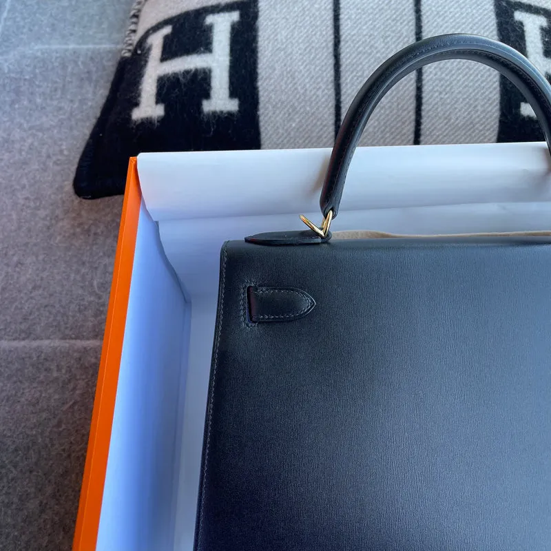 KELLY 28 BLACK BOX CALF LEATHER WITH GOLD HARDWARE (GHW) - 7