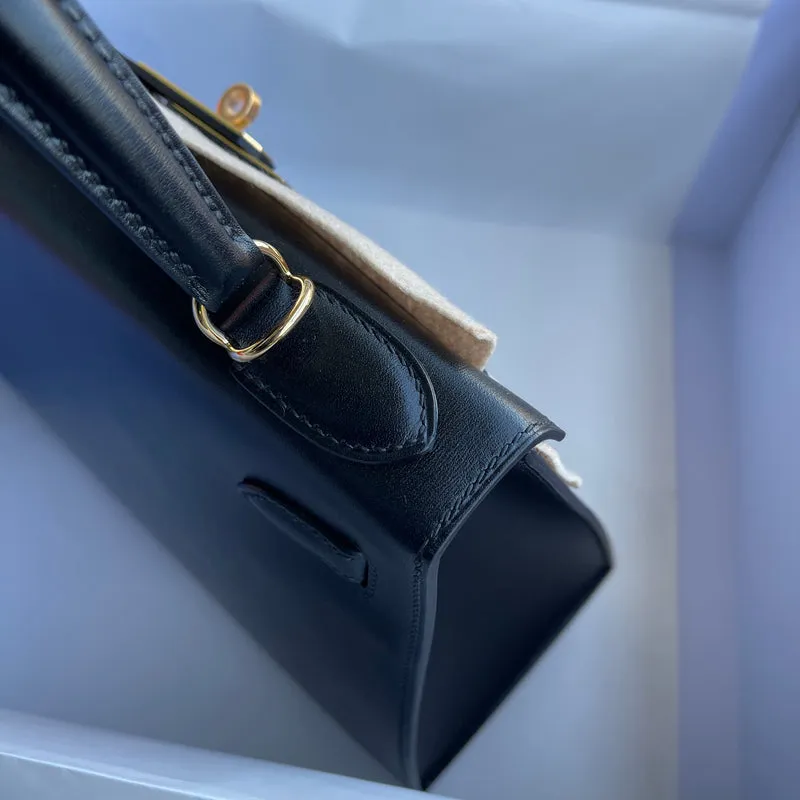 KELLY 28 BLACK BOX CALF LEATHER WITH GOLD HARDWARE (GHW) - 6