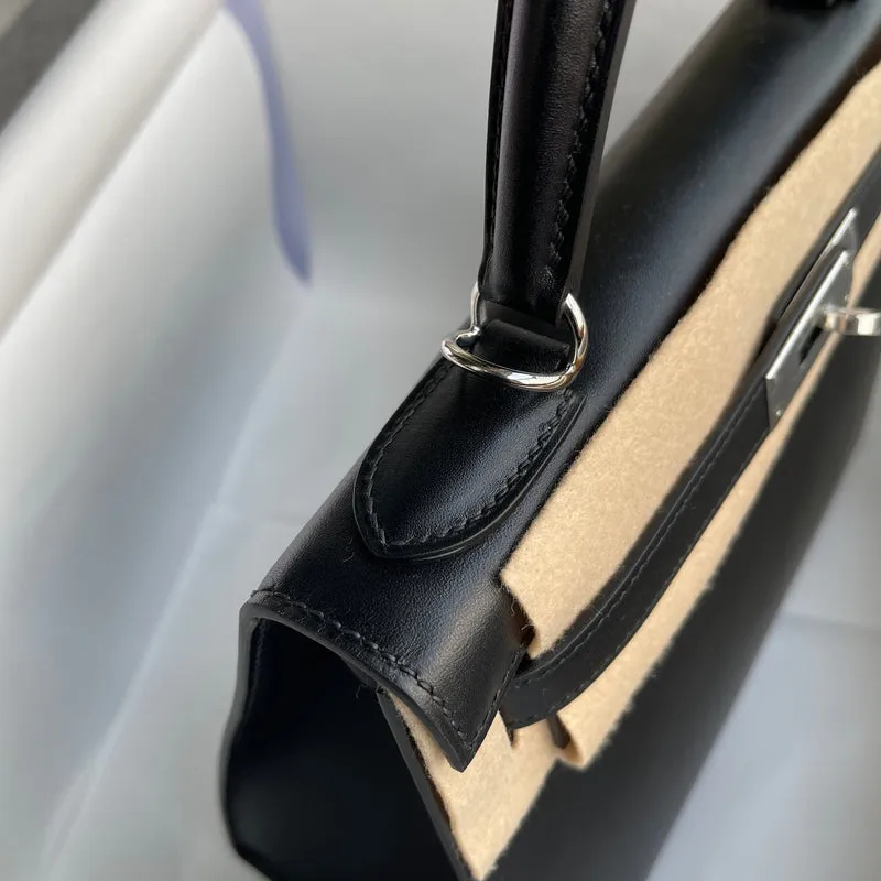 KELLY 28 BLACK BOX CALF LEATHER WITH PALLADIUM HARDWARE (PHW) - 6