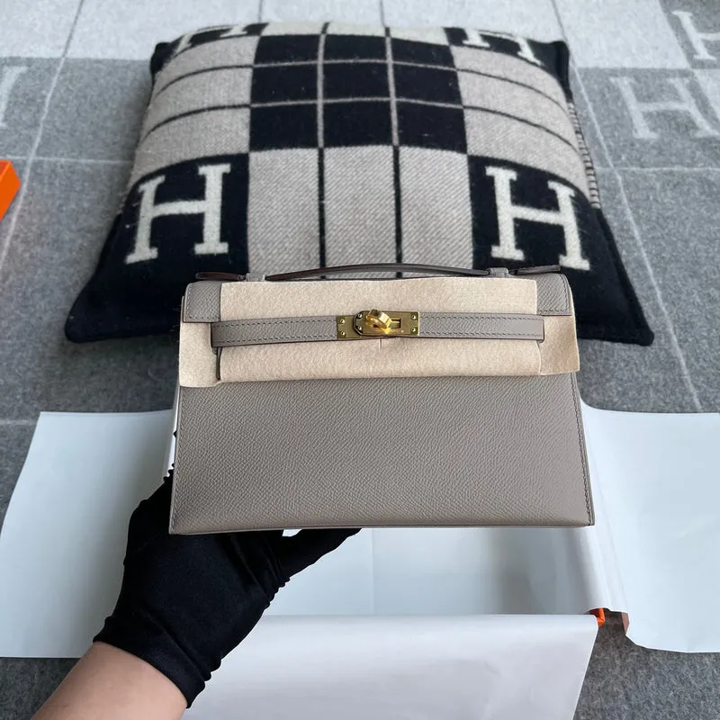 KELLY POCHETTE EPSOM LEATHER GRIS ASPHALTE WITH GOLD HARDWARE (GHW) - 2