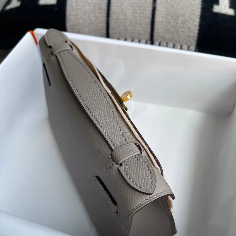 KELLY POCHETTE EPSOM LEATHER GRIS ASPHALTE WITH GOLD HARDWARE (GHW) - 6