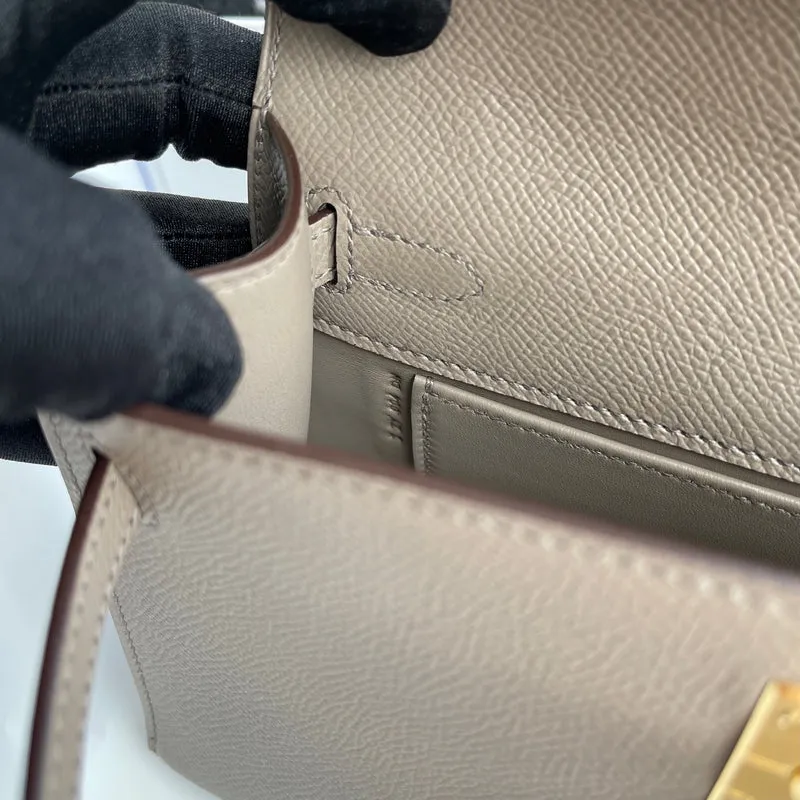 KELLY POCHETTE EPSOM LEATHER GRIS ASPHALTE WITH GOLD HARDWARE (GHW) - 4