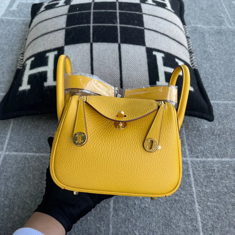 MINI LINDY 20 CLEMENCE LEATHER JAUNE AMBRE WITH GOLD HARDWARE (GHW) - 3