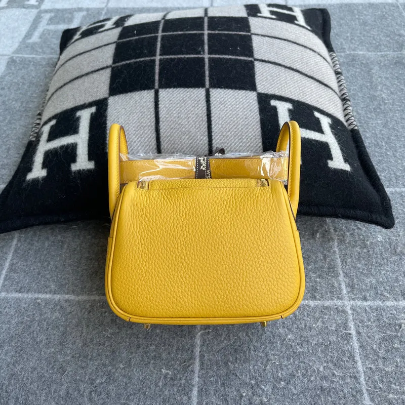 MINI LINDY 20 CLEMENCE LEATHER JAUNE AMBRE WITH GOLD HARDWARE (GHW) - 2