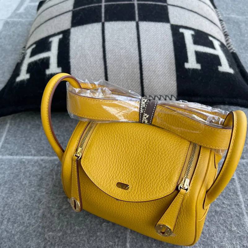MINI LINDY 20 CLEMENCE LEATHER JAUNE AMBRE WITH GOLD HARDWARE (GHW) - 5