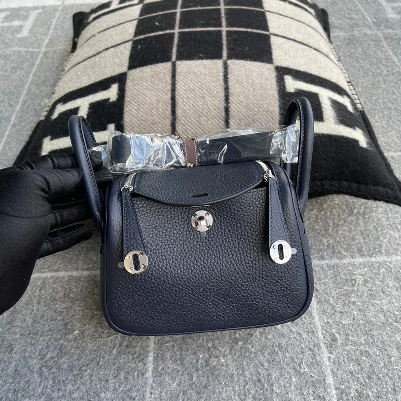 MINI LINDY 20 CLEMENCE LEATHER BLEU NUIT WITH PALLADIUM HARDWARE (PHW) - 2