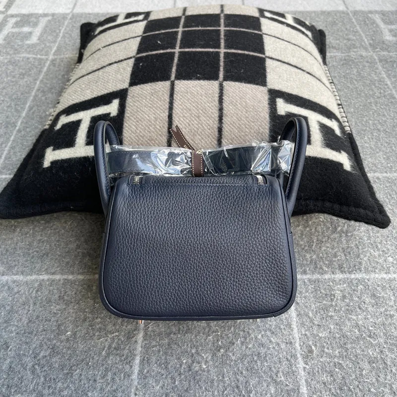 MINI LINDY 20 CLEMENCE LEATHER BLEU NUIT WITH PALLADIUM HARDWARE (PHW) - 3