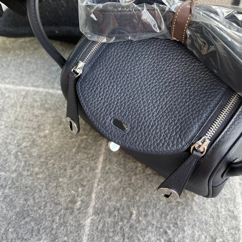 MINI LINDY 20 CLEMENCE LEATHER BLEU NUIT WITH PALLADIUM HARDWARE (PHW) - 4