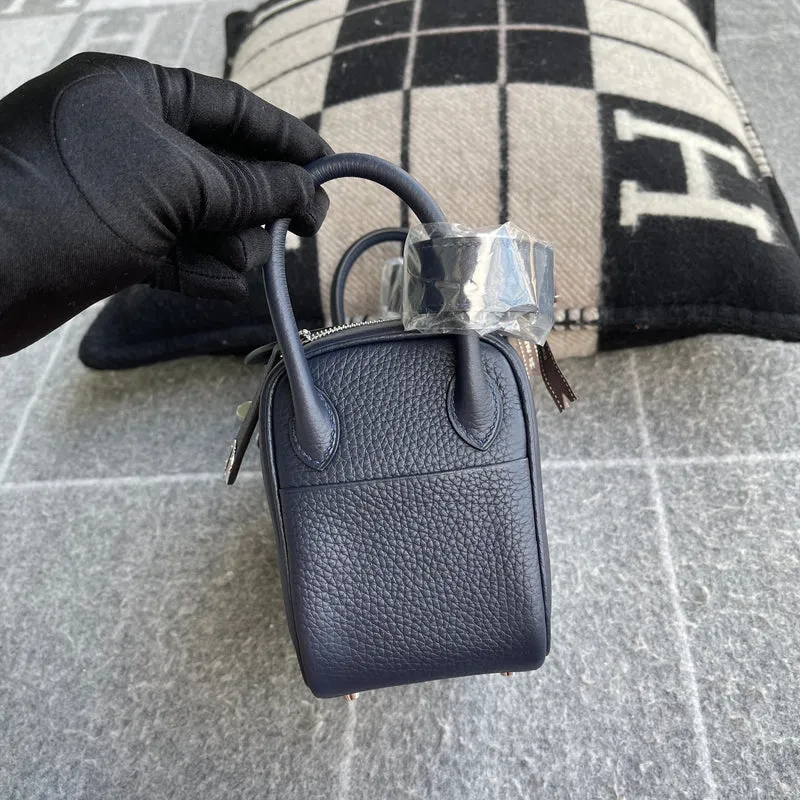 MINI LINDY 20 CLEMENCE LEATHER BLEU NUIT WITH PALLADIUM HARDWARE (PHW) - 6