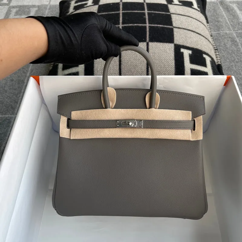 BIRKIN 25 SWIFT LEATHER ETAIN WITH PALLADIUM HARDWARE (PHW) - 2