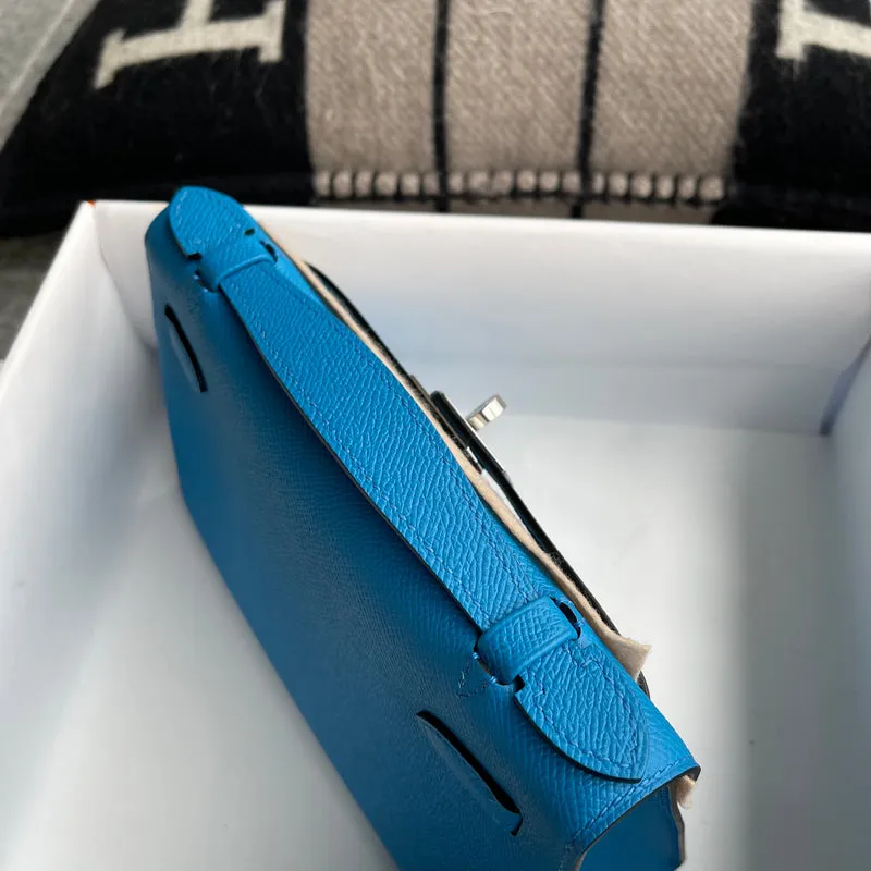 KELLY POCHETTE EPSOM LEATHER BLEU HYDRA WITH PALLADIUM HARDWARE (PHW) - 4