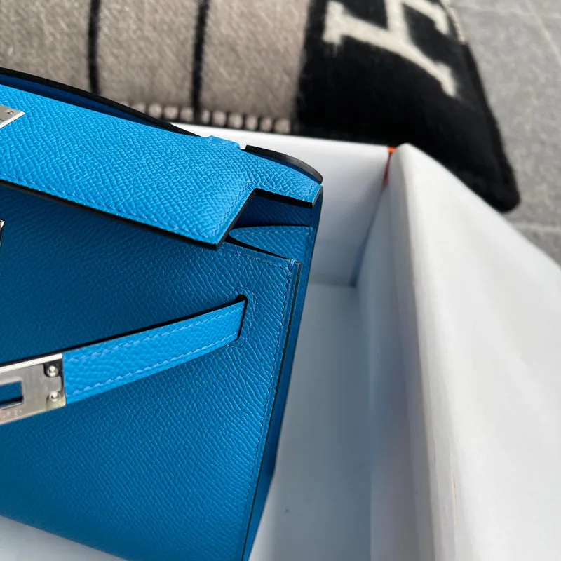 KELLY POCHETTE EPSOM LEATHER BLEU HYDRA WITH PALLADIUM HARDWARE (PHW) - 5