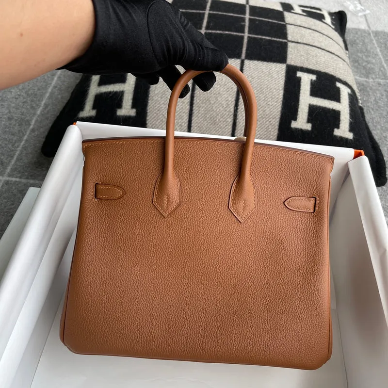 BIRKIN 25 TOGO/SWIFT LEATHER OFFICIER GOLD/JAUNE AMBRE WITH GOLD HARDWARE (GHW) - 3