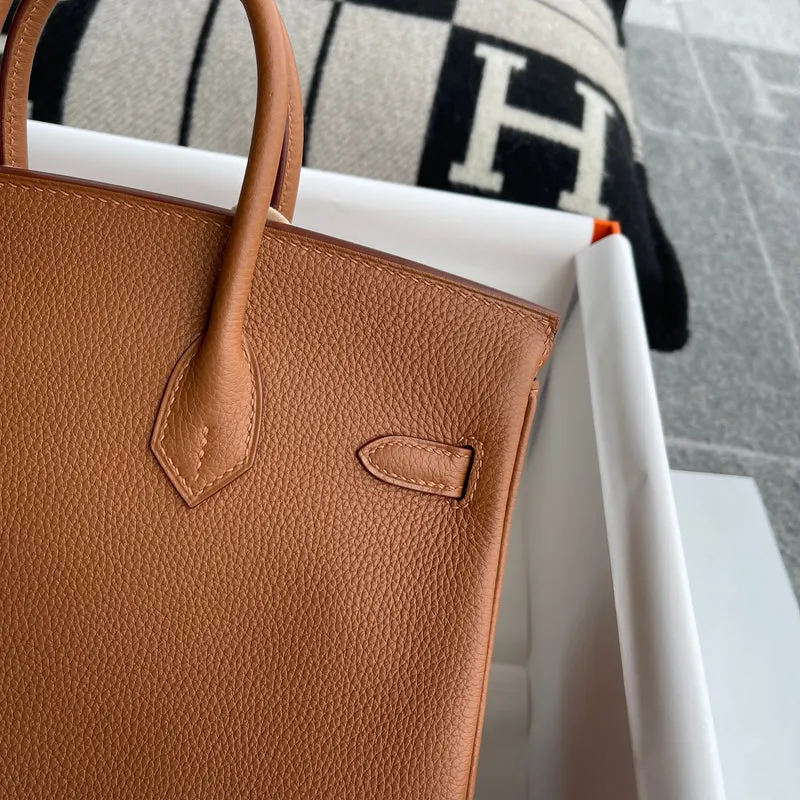 BIRKIN 25 TOGO/SWIFT LEATHER OFFICIER GOLD/JAUNE AMBRE WITH GOLD HARDWARE (GHW) - 7