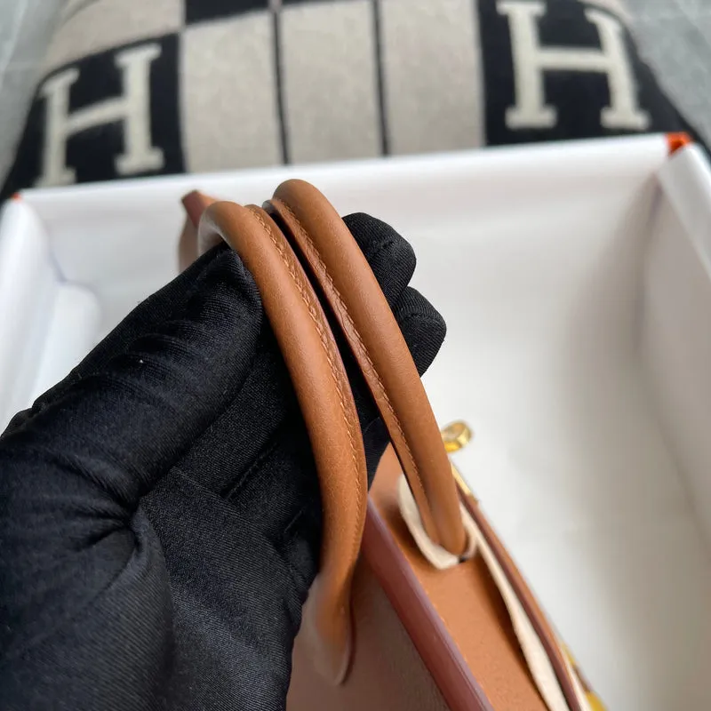 BIRKIN 25 TOGO/SWIFT LEATHER OFFICIER GOLD/JAUNE AMBRE WITH GOLD HARDWARE (GHW) - 8