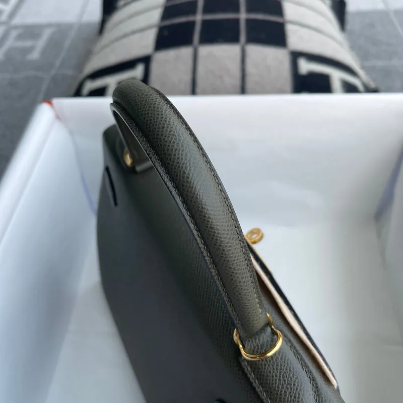 KELLY 28 EPSOM LEATHER VERT DE GRIS WITH GOLD HARDWARE (GHW) - 6