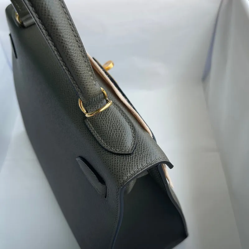 KELLY 28 EPSOM LEATHER VERT DE GRIS WITH GOLD HARDWARE (GHW) - 7