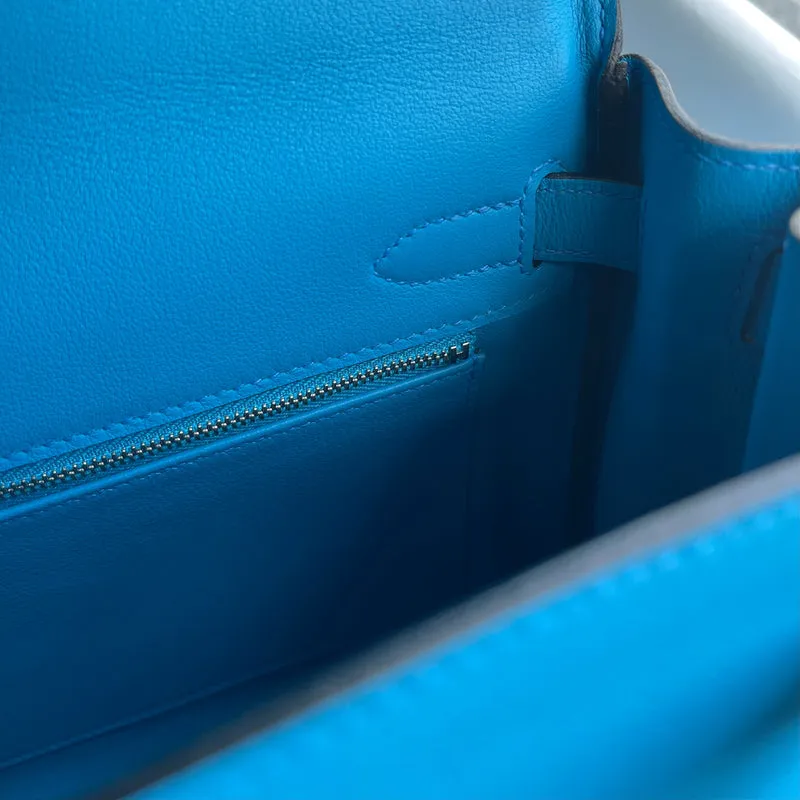 KELLY 28 SWIFT LEATHER BLEU ZANZIBAR WITH PALLADIUM HARDWARE (PHW) - 5
