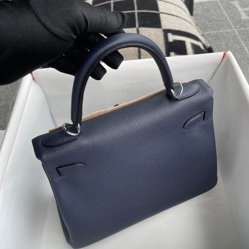 KELLY 28 TOGO LEATHER BLEU NUIT WITH PALLADIUM HARDWARE (PHW) - 3