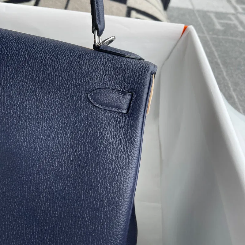 KELLY 28 TOGO LEATHER BLEU NUIT WITH PALLADIUM HARDWARE (PHW) - 4