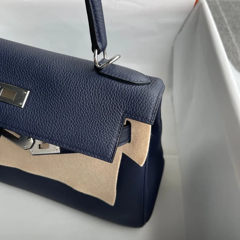 KELLY 28 TOGO LEATHER BLEU NUIT WITH PALLADIUM HARDWARE (PHW) - 8