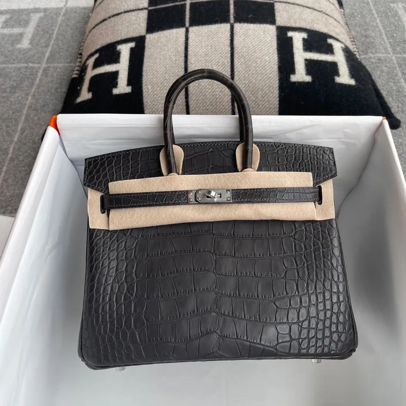 BIRKIN 25 MATTE MISSISSIPPIENSIS ALLIGATOR LEATHER GRAPHITE WITH PALLADIUM HARDWARE (PHW) - 4