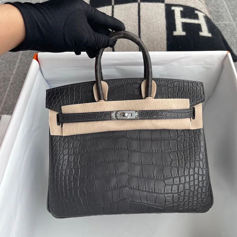 BIRKIN 25 MATTE MISSISSIPPIENSIS ALLIGATOR LEATHER GRAPHITE WITH PALLADIUM HARDWARE (PHW) - 3