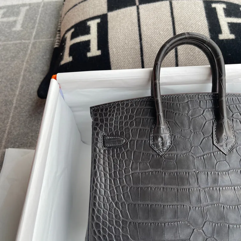 BIRKIN 25 MATTE MISSISSIPPIENSIS ALLIGATOR LEATHER GRAPHITE WITH PALLADIUM HARDWARE (PHW) - 9