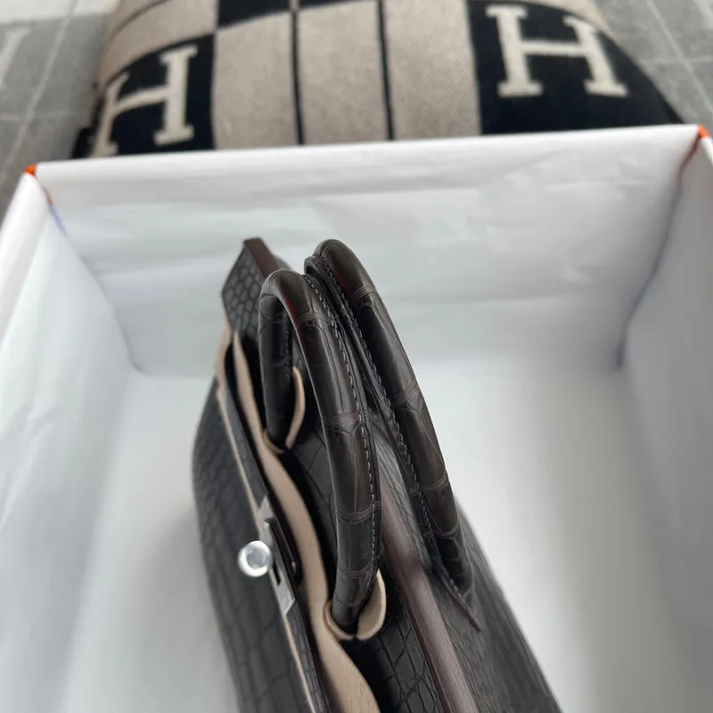 BIRKIN 25 MATTE MISSISSIPPIENSIS ALLIGATOR LEATHER GRAPHITE WITH PALLADIUM HARDWARE (PHW) - 7
