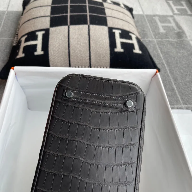 BIRKIN 25 MATTE MISSISSIPPIENSIS ALLIGATOR LEATHER GRAPHITE WITH PALLADIUM HARDWARE (PHW) - 10