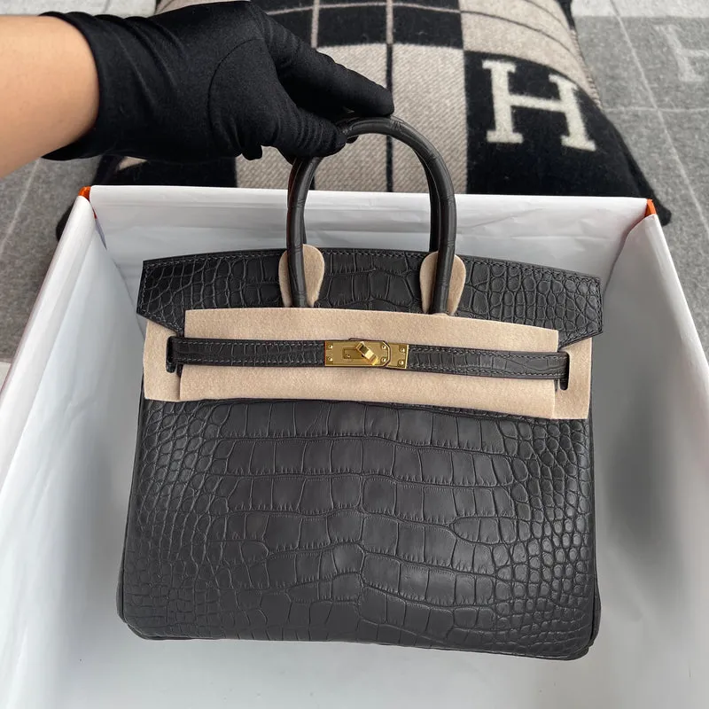 BIRKIN 25 MATTE MISSISSIPPIENSIS ALLIGATOR LEATHER NOIR (BLACK) WITH GOLD HARDWARE (GHW) - 2