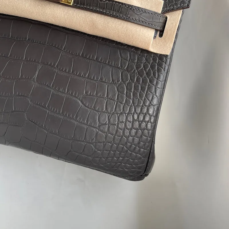 BIRKIN 25 MATTE MISSISSIPPIENSIS ALLIGATOR LEATHER NOIR (BLACK) WITH GOLD HARDWARE (GHW) - 5