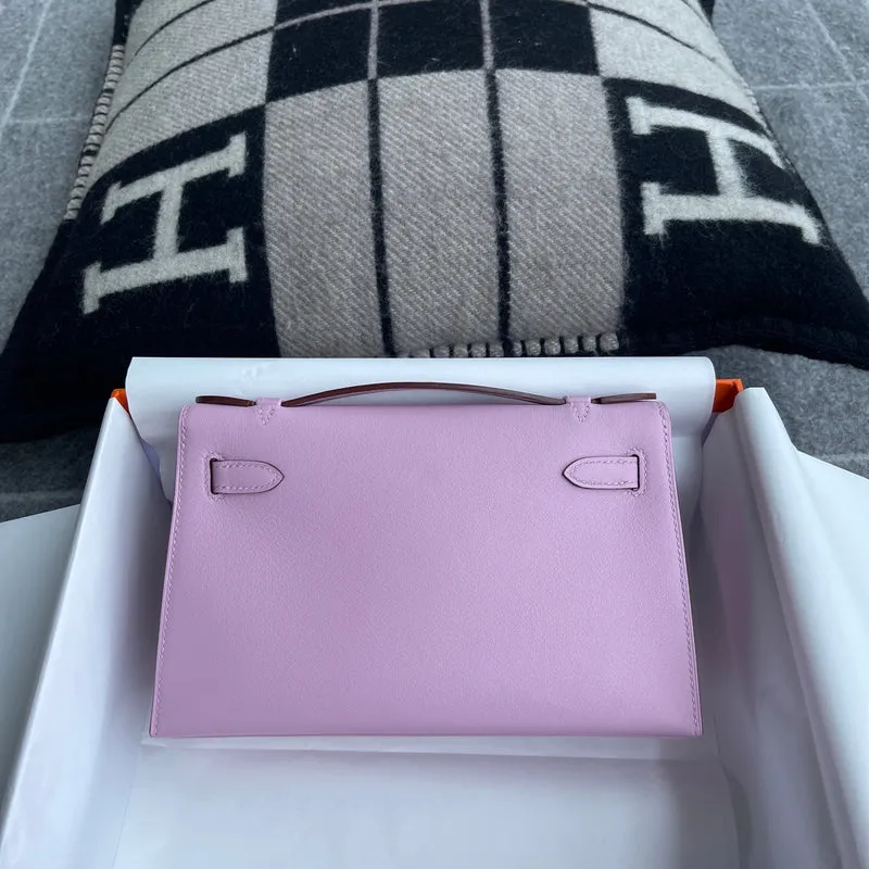 KELLY POCHETTE SWIFT LEATHER MAUVE SYLVESTRE WITH GOLD HARDWARE (GHW) - 3