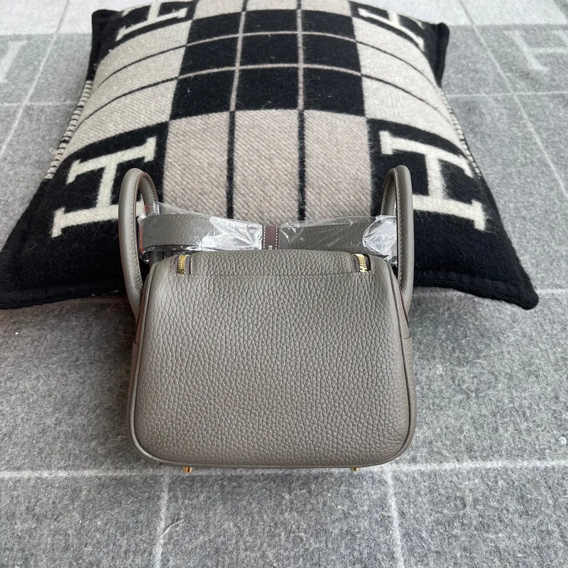 MINI LINDY 20 CLEMENCE LEATHER GRIS ASPHALTE WITH GOLD HARDWARE (GHW) - 4
