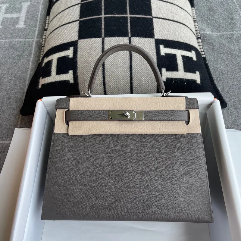 KELLY 28 EPSOM LEATHER ETAIN WITH PALLADIUM HARDWARE (PHW) - 1