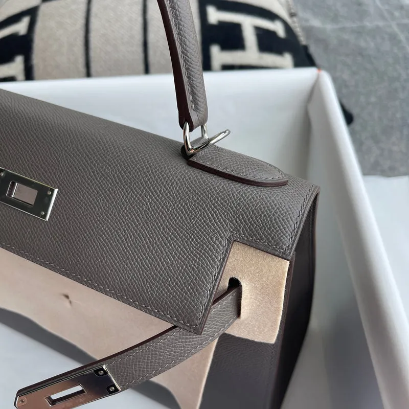 KELLY 28 EPSOM LEATHER ETAIN WITH PALLADIUM HARDWARE (PHW) - 4