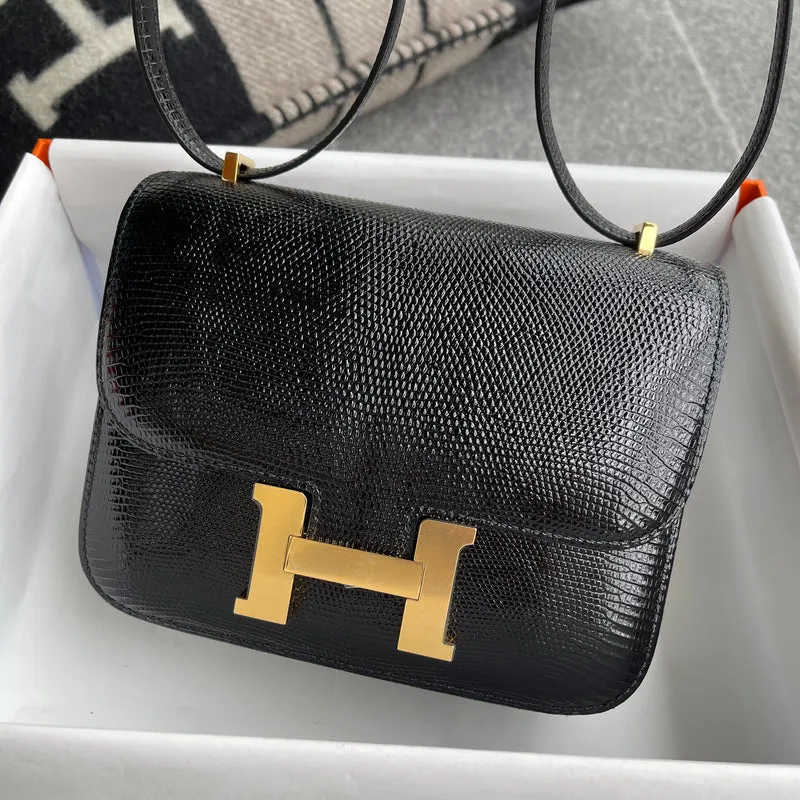 CONSTANCE 18 (MINI) LIZARD LEATHER NOIR (BLACK) WITH GOLD HARDWARE (GHW) - 5