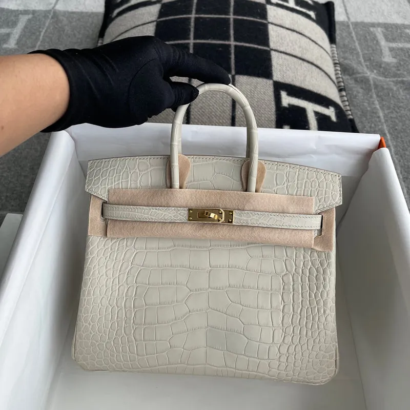 BIRKIN 25 MATTE MISSISSIPPIENSIS ALLIGATOR LEATHER BETON WITH GOLD HARDWARE (GHW) - 3