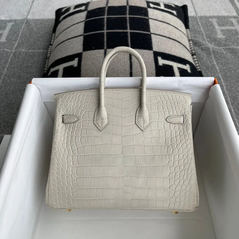 BIRKIN 25 MATTE MISSISSIPPIENSIS ALLIGATOR LEATHER BETON WITH GOLD HARDWARE (GHW) - 2