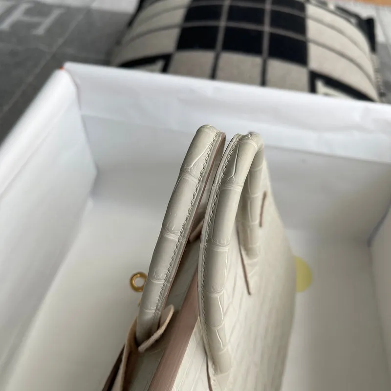 BIRKIN 25 MATTE MISSISSIPPIENSIS ALLIGATOR LEATHER BETON WITH GOLD HARDWARE (GHW) - 8