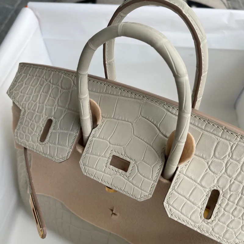 BIRKIN 25 MATTE MISSISSIPPIENSIS ALLIGATOR LEATHER BETON WITH GOLD HARDWARE (GHW) - 6