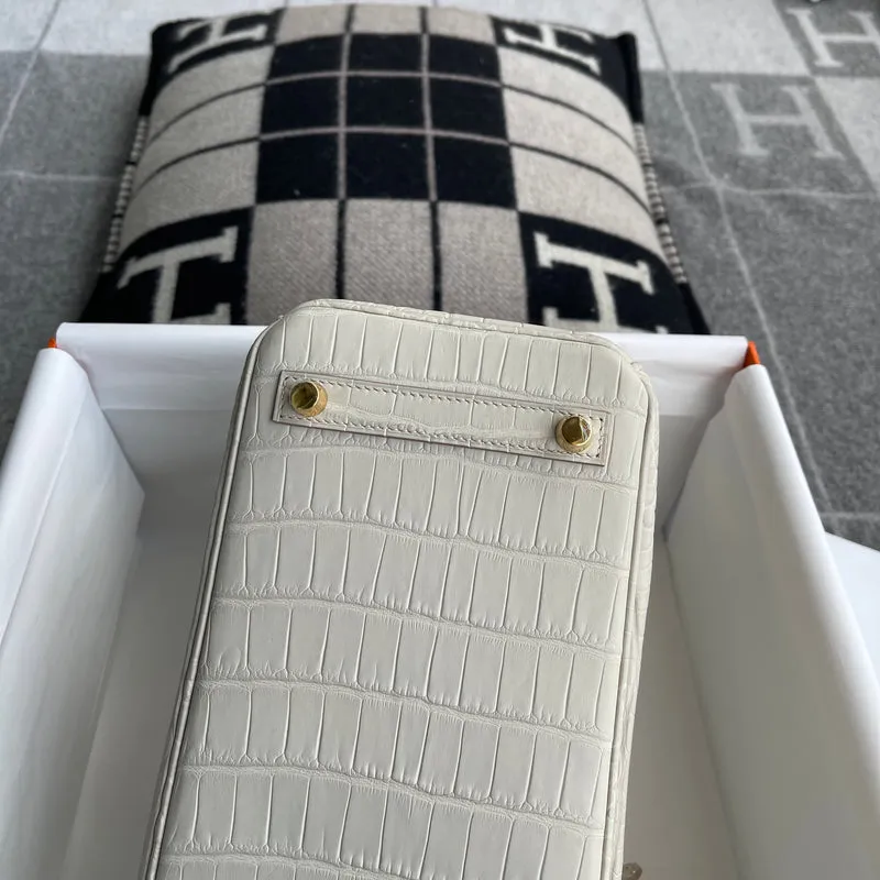 BIRKIN 25 MATTE MISSISSIPPIENSIS ALLIGATOR LEATHER BETON WITH GOLD HARDWARE (GHW) - 10