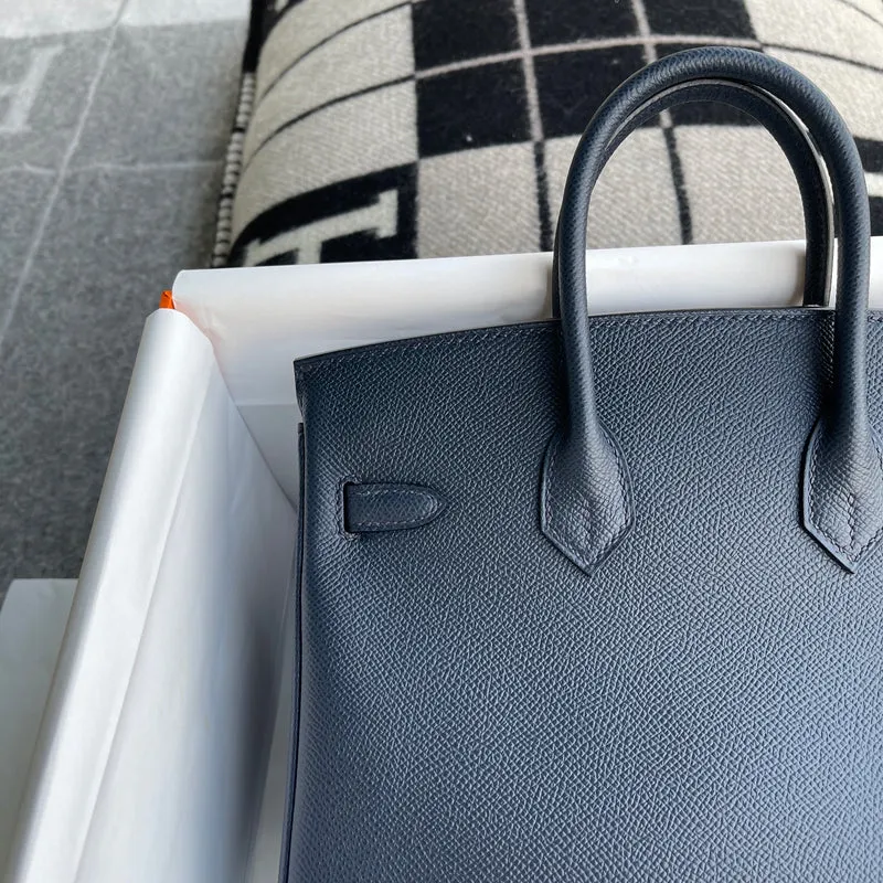 BIRKIN 25 EPSOM LEATHER BLEU NUIT WITH PALLADIUM HARDWARE (PHW) - 6