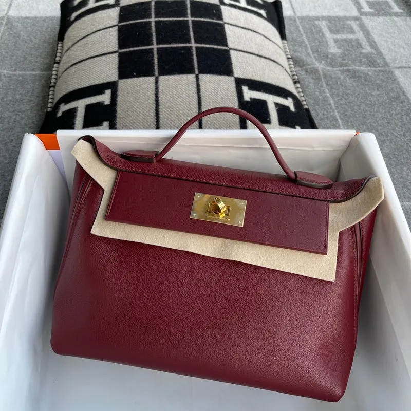 24/24 (29) TOGO & SWIFT LEATHER ROUGE H & BORDEAUX WITH GOLD HARDWARE (GHW) - 2