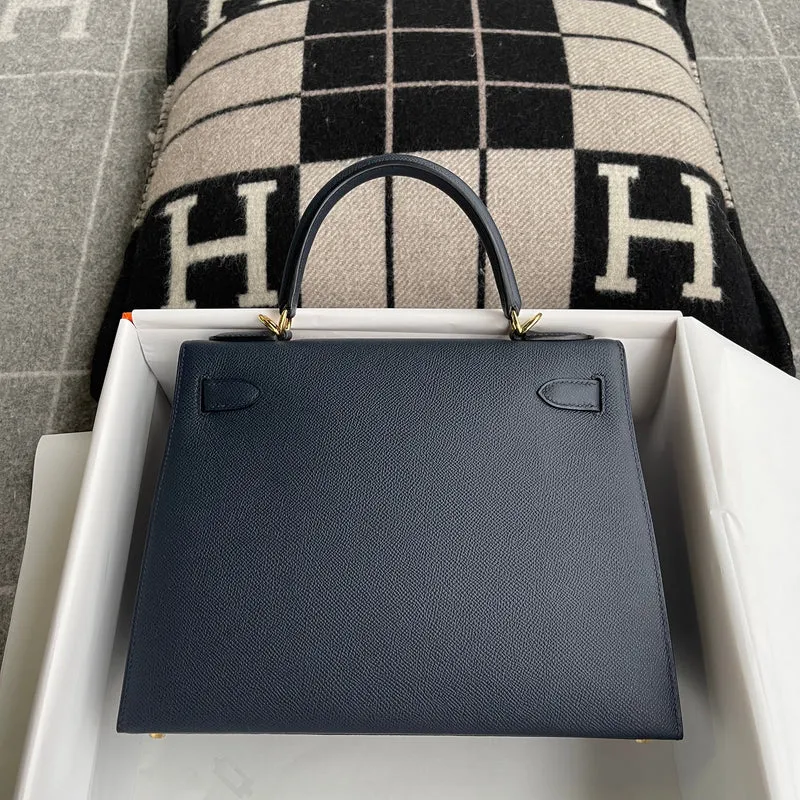 KELLY 28 EPSOM LEATHER BLEU NUIT WITH GOLD HARDWARE (GHW) - 3