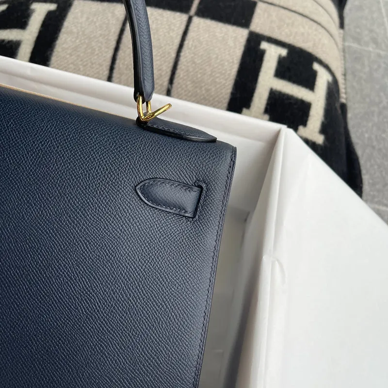KELLY 28 EPSOM LEATHER BLEU NUIT WITH GOLD HARDWARE (GHW) - 6