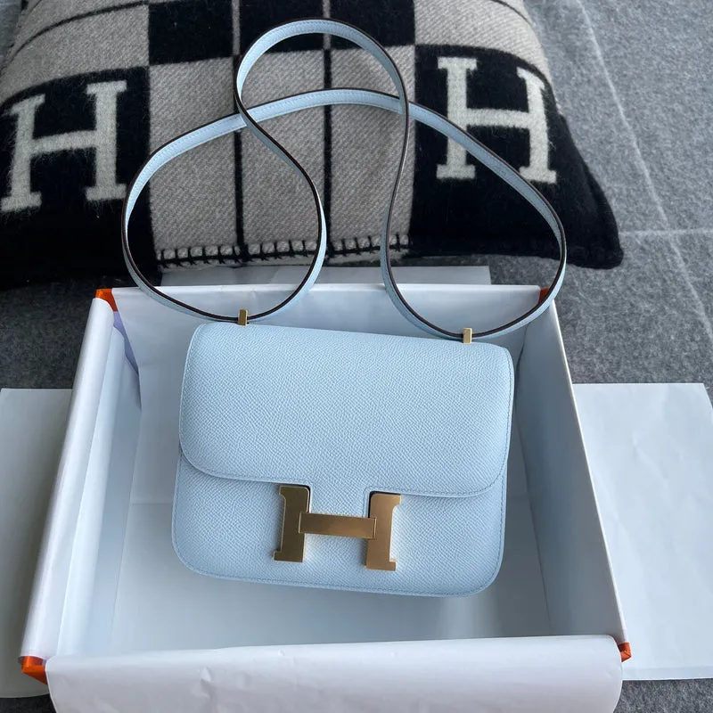 CONSTANCE 18 (MINI) EPSOM LEATHER BLEU BRUME WITH GOLD HARDWARE (GHW) - 2