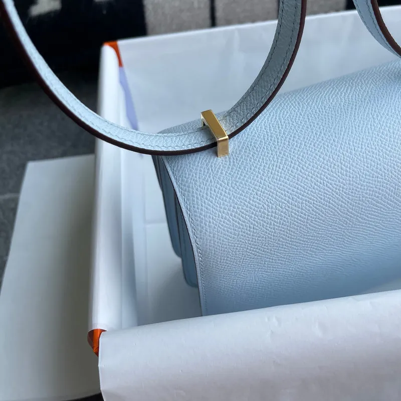 CONSTANCE 18 (MINI) EPSOM LEATHER BLEU BRUME WITH GOLD HARDWARE (GHW) - 7
