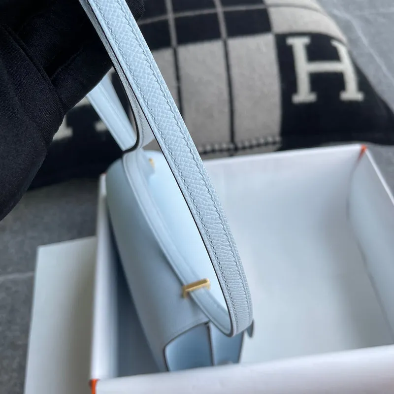 CONSTANCE 18 (MINI) EPSOM LEATHER BLEU BRUME WITH GOLD HARDWARE (GHW) - 6